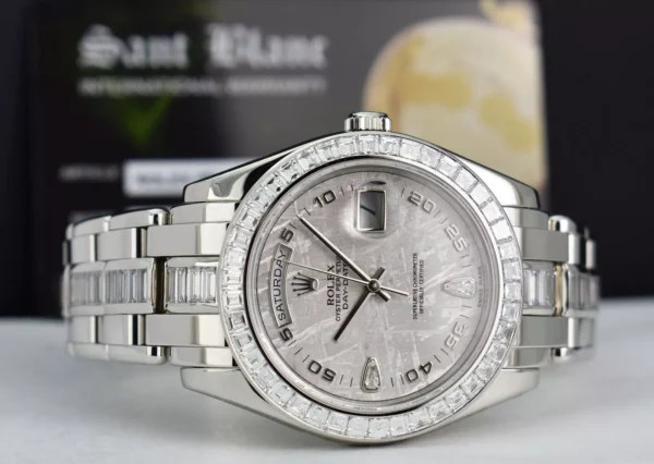 ROLEX 39mm Platinum Pearlmaster Masterpiece Meteorite Diamond 18956 - SANT BLANC