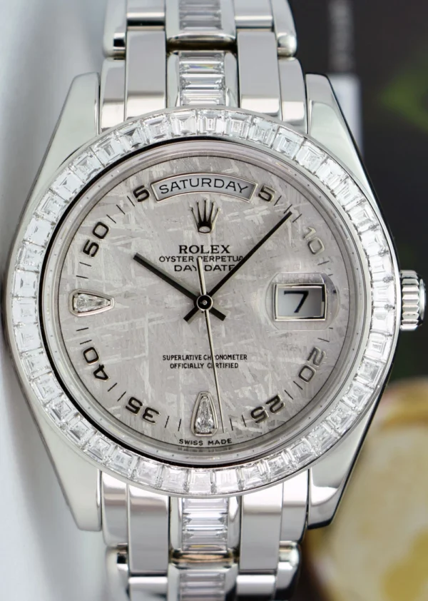 ROLEX 39mm Platinum Pearlmaster Masterpiece Meteorite Diamond 18956 - SANT BLANC