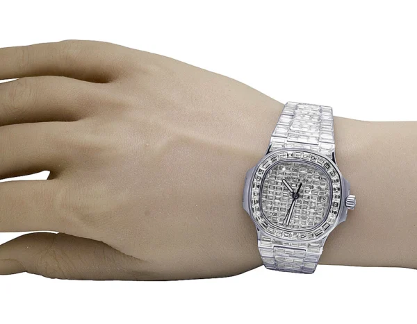 18K White Gold Patek Philippe Nautilus 5711 Baguette Diamond Watch 67.75 Ct