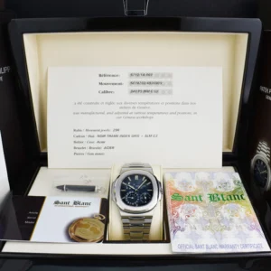 PATEK PHILIPPE Stainless Steel Nautilus Blue Dial PAPERS 5712/1A-001 SANT BLANC