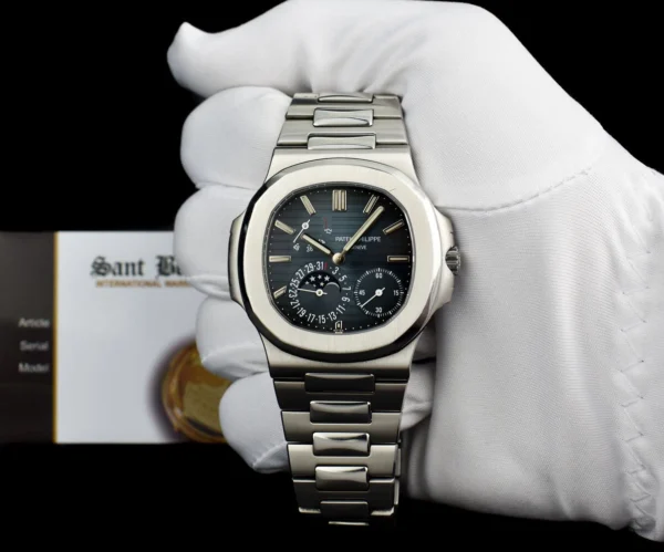 PATEK PHILIPPE Stainless Steel Nautilus Blue Dial PAPERS 5712/1A-001 SANT BLANC