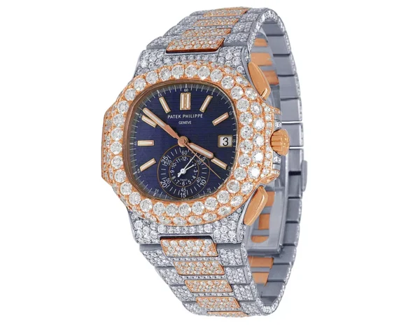 Patek Philippe Nautilus 5980/1AR-001 18K Rose Gold/Steel Diamond Watch 32.5 Ct