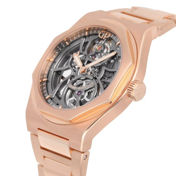 Girard Perregaux Laureato Skeleton Openworked Rose Gold Bracelet 81015 Watch B/P