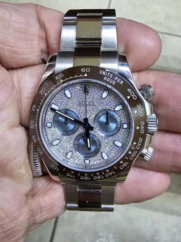 Rolex Daytona 116506 Cosmograph Platinum Factory Pave Diamond Dial. Stunning.B/P
