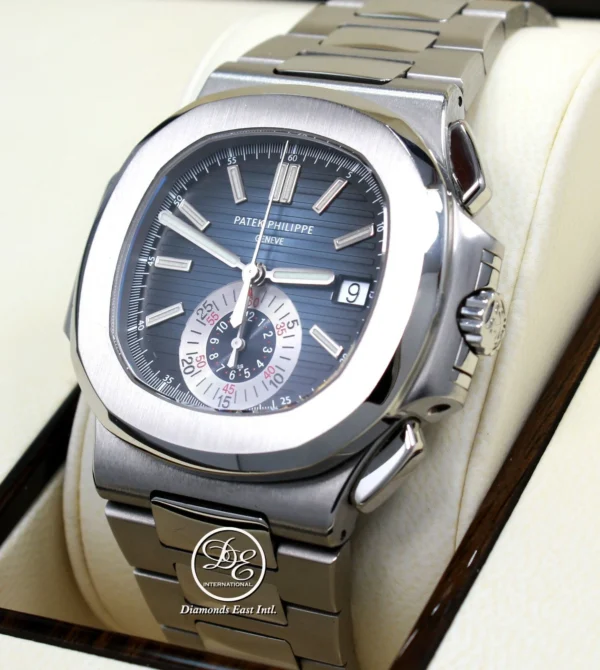 PATEK PHILIPPE Nautilus 5980/1A 40mm Blue Dial Chronograph Watch MINT