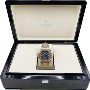 Patek Philippe Nautilus Chronograph 18K Rose Gold Steel Blue Dial 5980/1AR-001
