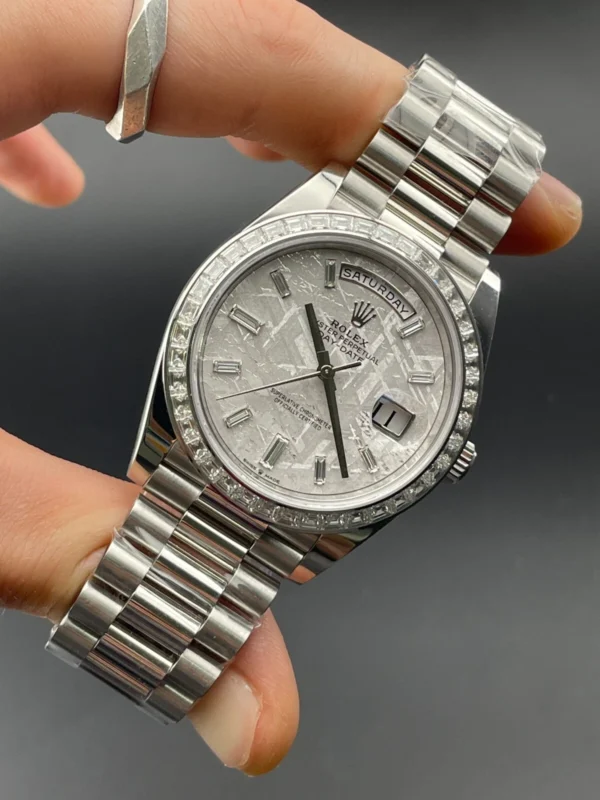 Rolex Day-Date 228396TBR 40mm Platinum Meteorite Dial Baguette