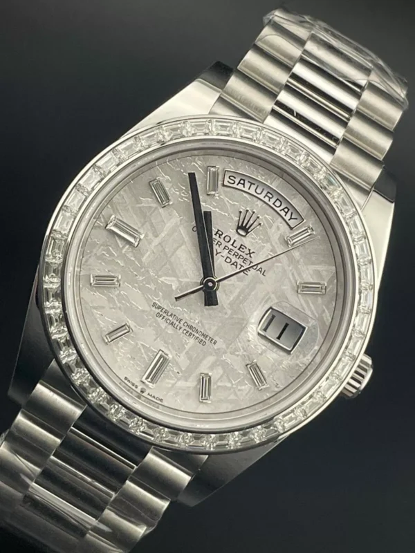 Rolex Day-Date 228396TBR 40mm Platinum Meteorite Dial Baguette
