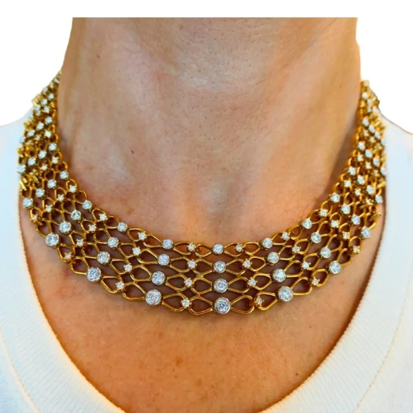 Vintage Tiffany & Co. Collar NECKLACE Gold Platinum Diamond Estate Jewelry