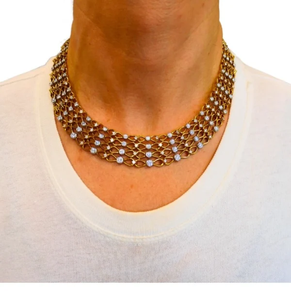 Vintage Tiffany & Co. Collar NECKLACE Gold Platinum Diamond Estate Jewelry