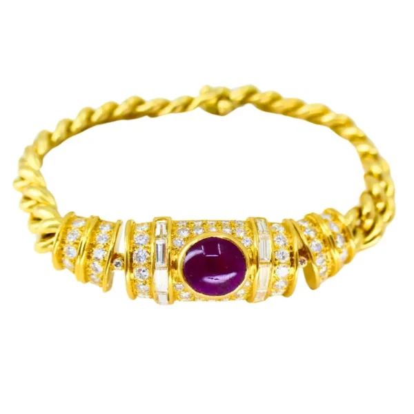 Vintage BVLGARI Bulgari Ruby Diamond Jewelry SET 18k Gold Estate Jewelry