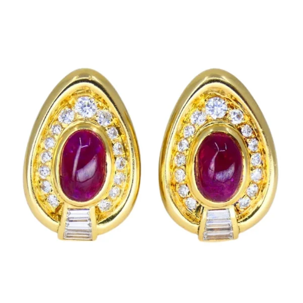 Vintage BVLGARI Bulgari Ruby Diamond Jewelry SET 18k Gold Estate Jewelry