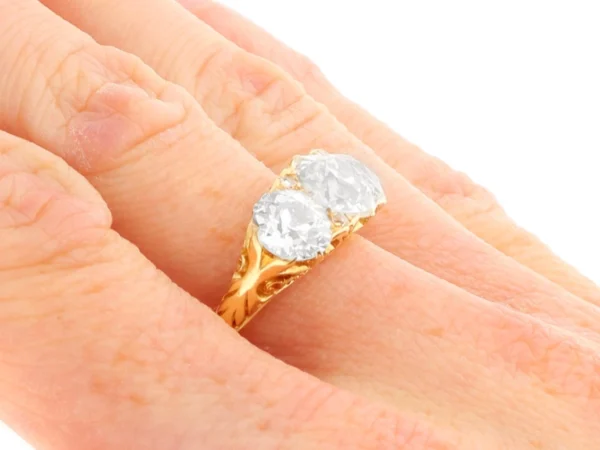 Antique 4.76Ct Diamond and 18k Yellow Gold Trilogy Ring Circa 1900