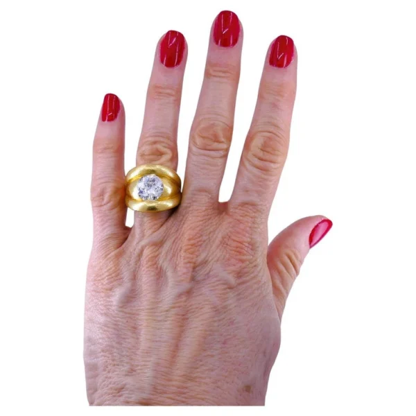 Old European Cut Diamond Chunky Gold Band RING Estate Jewelry
