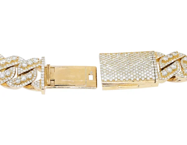 Single Row 3D 62 3/5 CT Real Diamond Cuban Chain Necklace Gold 22MM 18" - 24"