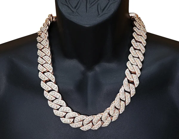 Single Row 3D 62 3/5 CT Real Diamond Cuban Chain Necklace Gold 22MM 18" - 24"