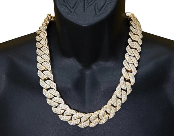 Single Row 3D 62 3/5 CT Real Diamond Cuban Chain Necklace Gold 22MM 18" - 24"