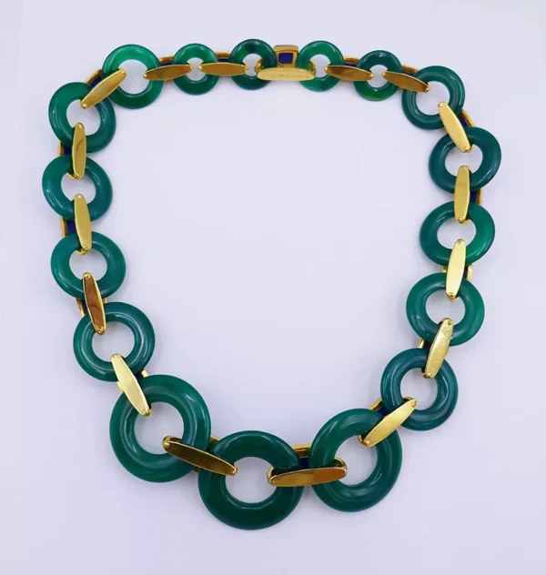 Vintage Aldo Cipullo NECKLACE 18k Gold Chrysoprase Lapis Lazuli Estate Jewelry