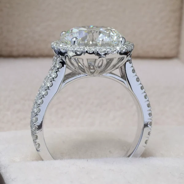 Platinum 3.10 Ct. Halo Round Cut Diamond Split Shank Engagement Ring D VVS1 3EX