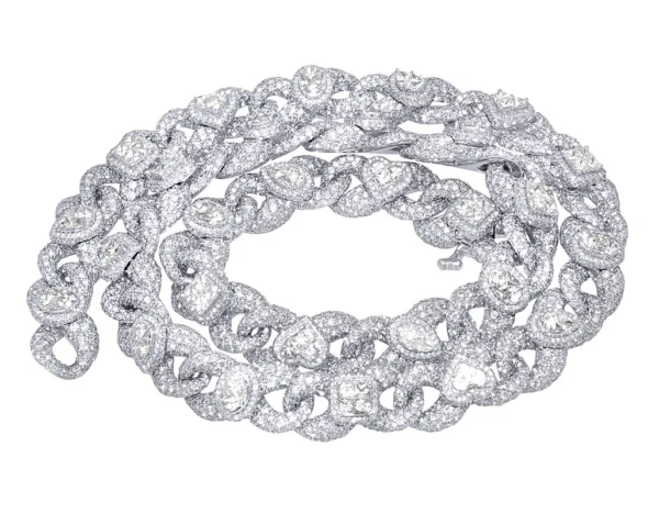 EGL Certified VVS Solitaires 72.30 CT Diamond Infinity Link Cuban Chain Neckl...