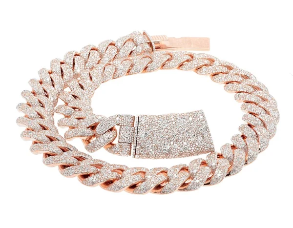 4 Row 79 4/5 CT Real Diamond Miami Cuban Link Necklace 21.5mm 22" 10K Rose Gold