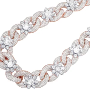 Pear Flower 94 1/2 CT Real Diamond Infinity Link Necklace 18mm 10K Rose-White...