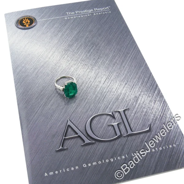 Vintage Platinum 12.16ct AGL Emerald Cut Colombian Emerald Diamond Cocktail Ring