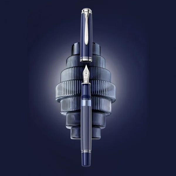 Pelikan M815 Metal Striped Blue EF Fountain Pen Special Edition