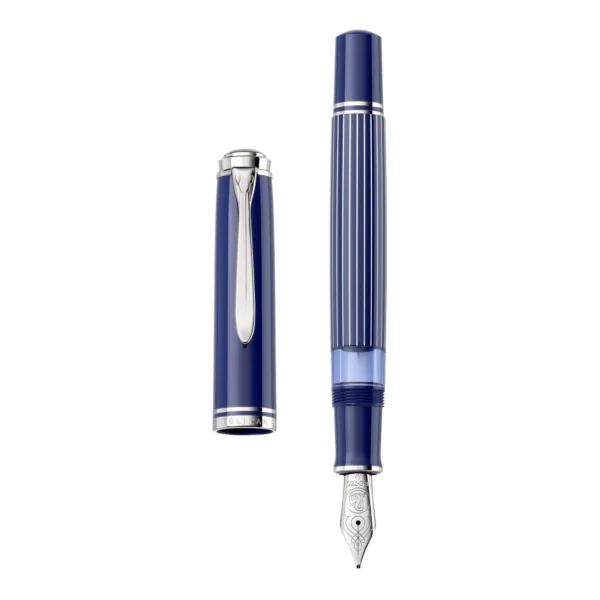 Pelikan M815 Metal Striped Blue EF Fountain Pen Special Edition