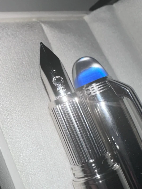 New Montblanc Starwalker Blue Planet Metal Fountain Pen 14K Fine Nib