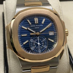 Patek Philippe Nautilus Chronograph 18K Rose Gold Steel Blue Dial 5980/1AR-001