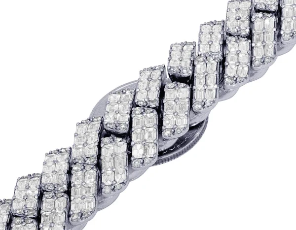 Emerald Cut VVS 74 4/5 CT Real Diamond Cuban Chain Necklace White Gold 18M...