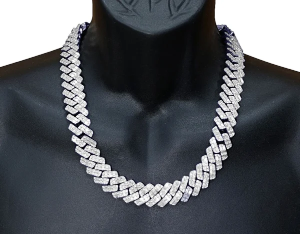 Emerald Cut VVS 74 4/5 CT Real Diamond Cuban Chain Necklace White Gold 18M...
