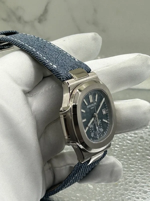 Patek Philippe Nautilus 5980/60G Watch Blue Denim Strap Blue Dial Box And Papers