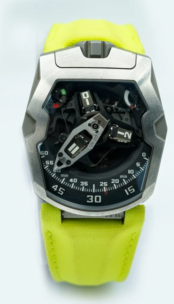 Urwerk UR-210 Titanium 45mm – Skeleton Dial – Neon Strap – Retrograde Minutes