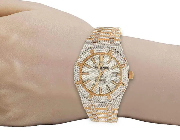 Mens 41 MM Audemars Piguet Royal Oak 18k Rose Gold Watch with VS diamond 25.5 Ct