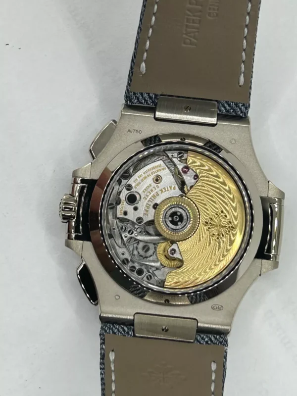 Patek Philippe Nautilus 5980/60G Watch Blue Denim Strap Blue Dial Box And Papers