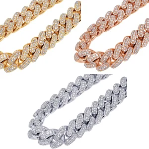 Three Row 3D 63 2/5 CT Real Diamond Miami Cuban Chain Necklace 10K Gold 24MM ...