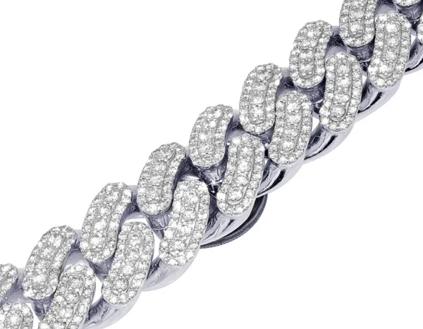 Three Row 3D 63 2/5 CT Real Diamond Miami Cuban Chain Necklace 10K Gold 24MM ...
