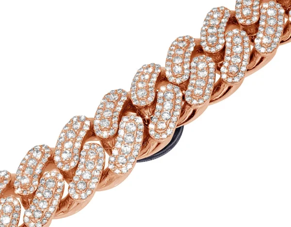 Three Row 3D 63 2/5 CT Real Diamond Miami Cuban Chain Necklace 10K Gold 24MM ...