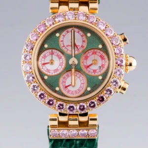 Gerald Genta Custom Watch with Exquisite 5 Carat Pink Diamond and 18K Gold Bezel