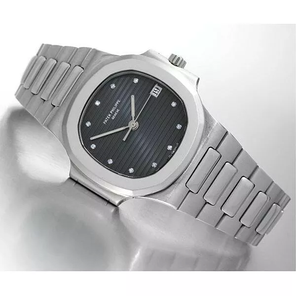 PATEK PHILIPPE Nautilus Platinum 3800/1P Factory Blue Diamond Dial Watch