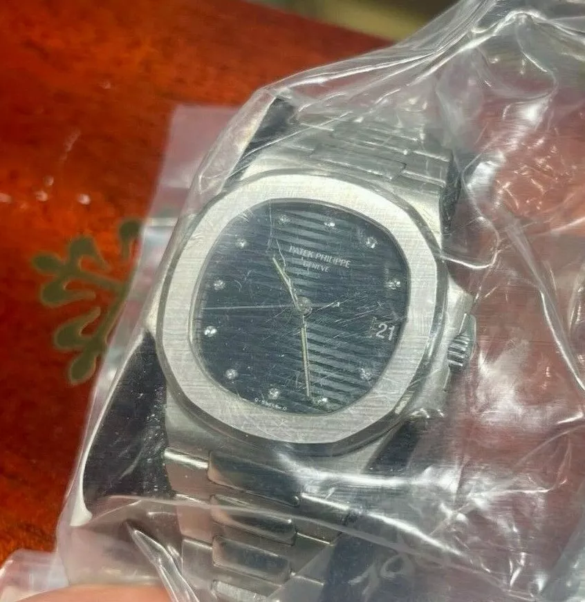 PATEK PHILIPPE Nautilus Platinum 3800/1P Factory Blue Diamond Dial Watch