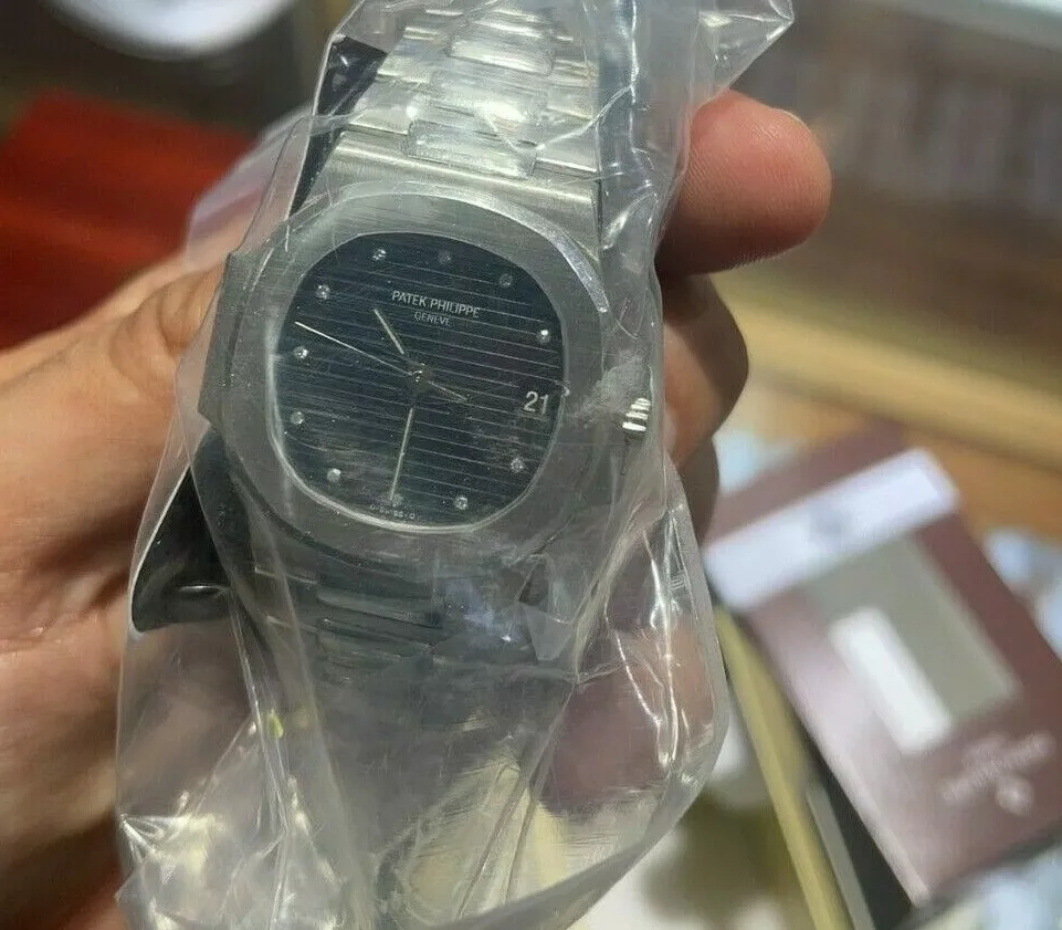 PATEK PHILIPPE Nautilus Platinum 3800/1P Factory Blue Diamond Dial Watch