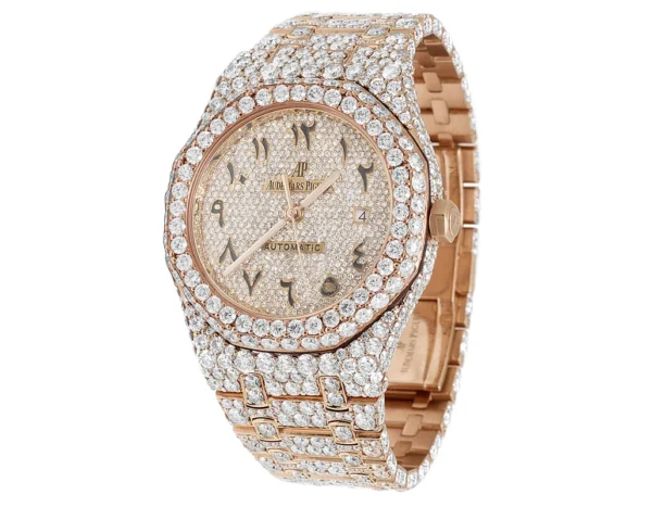 Mens 41MM Audemars Piguet Royal Oak 18k Rose Gold with VS diamond 37.75 Ct