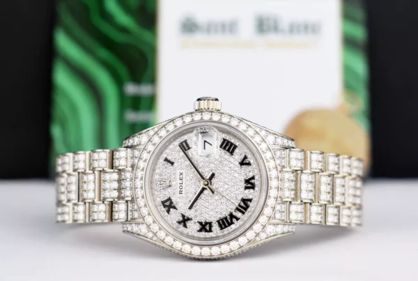 ROLEX - Ladies 18kt White Gold DateJust 28 Pave Diamond Dial 279459 - SANT BLANC