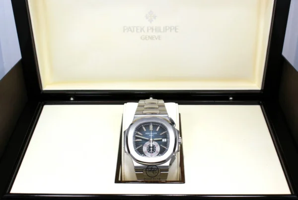 PATEK PHILIPPE Nautilus 5980/1A 40mm Blue Dial Chronograph Watch MINT