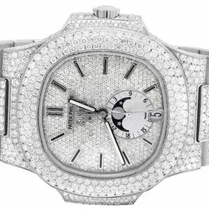 Steel Mens Patek Philippe Nautilus 5726/1A Pave Set VS Diamond Watch 34.65 Ct