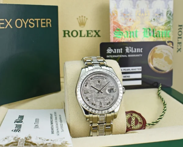 ROLEX 39mm Platinum Pearlmaster Masterpiece Meteorite Diamond 18956 - SANT BLANC