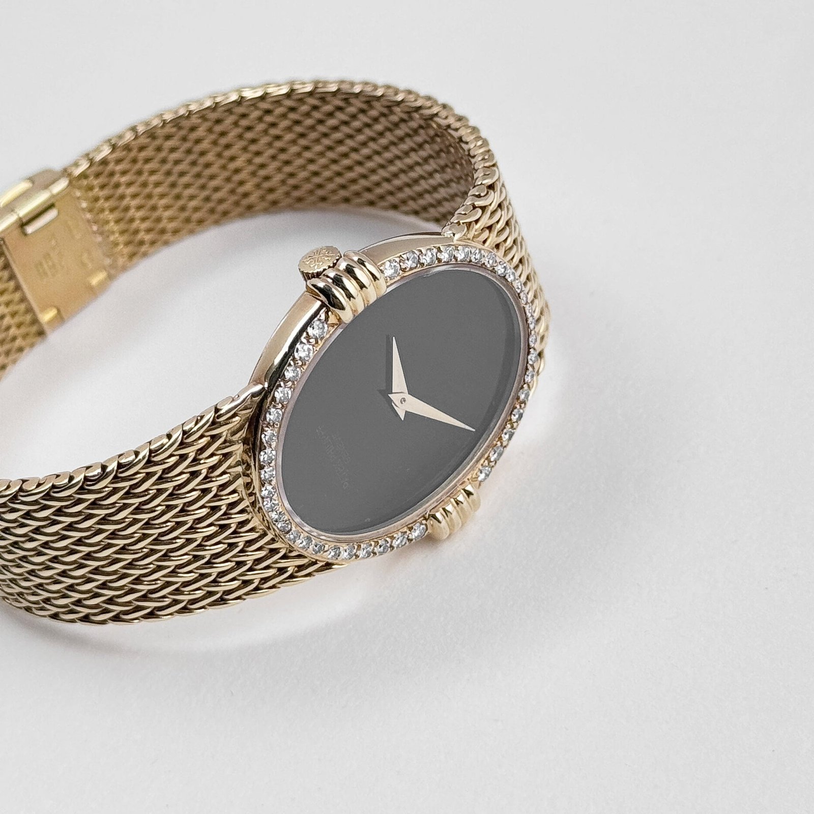 Patek Philippe Ellipse Vintage Yellow Gold Black Onyx Dial Diamond Bezel